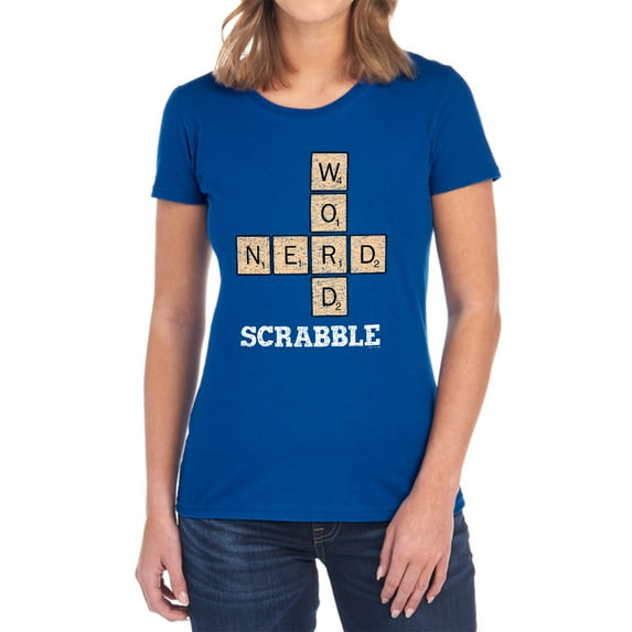 Scrabble Word Nerd Women's T Shirt, Royal, 2X-Large