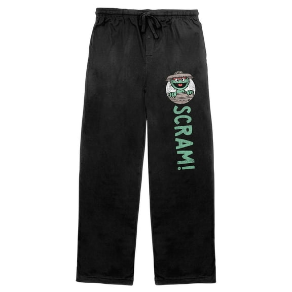 Scram! Oscar the Grouch Men's Black Sleep Pajama Pants-M