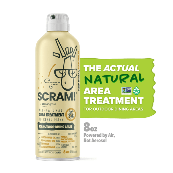 Lemongrass Farms SCRAM! Outdoor Fly Repellent Natural Area Spray for Patios, Yards & Barns