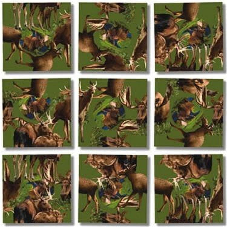 Green and Brown Moose Scramble Squares Puzzle