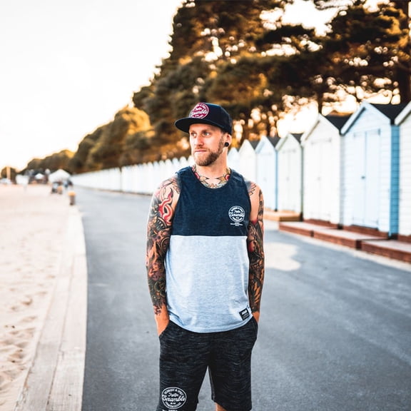 Scramble Technique and Spirit Tank Top - Small - Gray/Navy