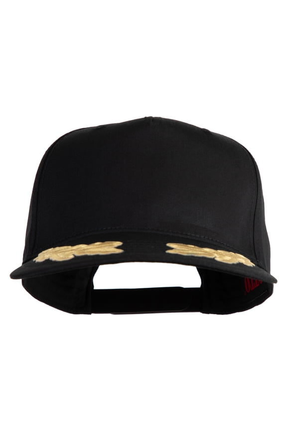 Scrambled Eggs Gold Patched Solid Cotton Twill 5 Panel Prostyle Snap Cap - Black OSFM