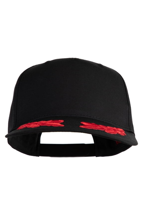 Scrambled Eggs Red Patched Solid Cotton Twill 5 Panel Prostyle Snap Cap - Black OSFM