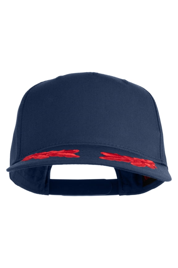 Scrambled Eggs Red Patched Solid Cotton Twill 5 Panel Prostyle Snap Cap - Navy OSFM