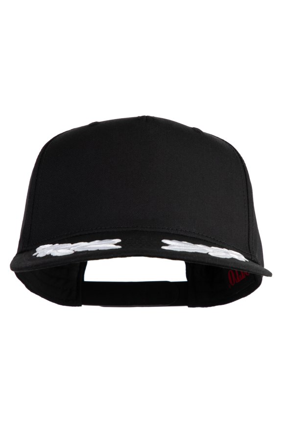 Scrambled Eggs White Patched Solid Cotton Twill 5 Panel Prostyle Snap Cap - Black OSFM