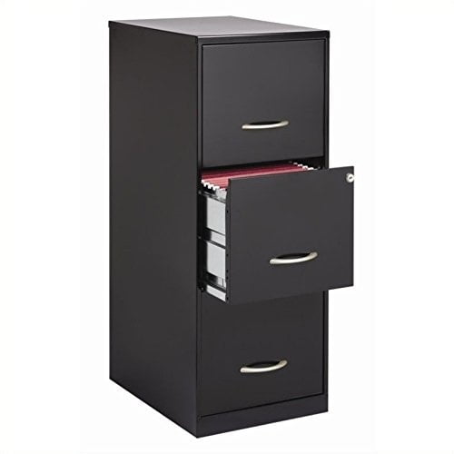 Black Iron 3-Drawer Lockable Vertical File Cabinet