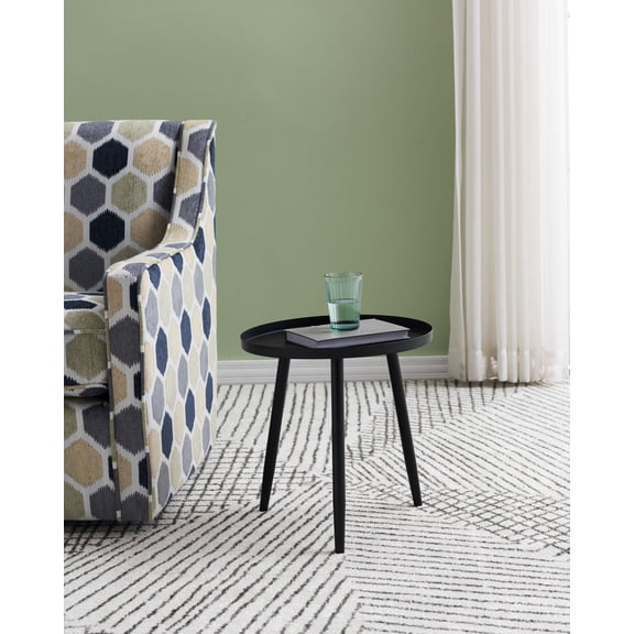 Scranton 3 Legged Side End Accent Table, 16" Round, Black Metal, Modern