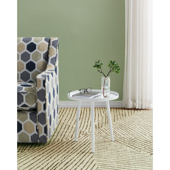 Scranton 3 Legged Side End Accent Table, 16" Round, White Metal, Modern