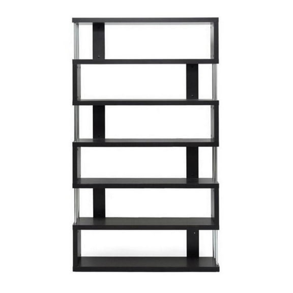 Scranton & CO 6 Shelf Modern Bookcase in Dark Brown