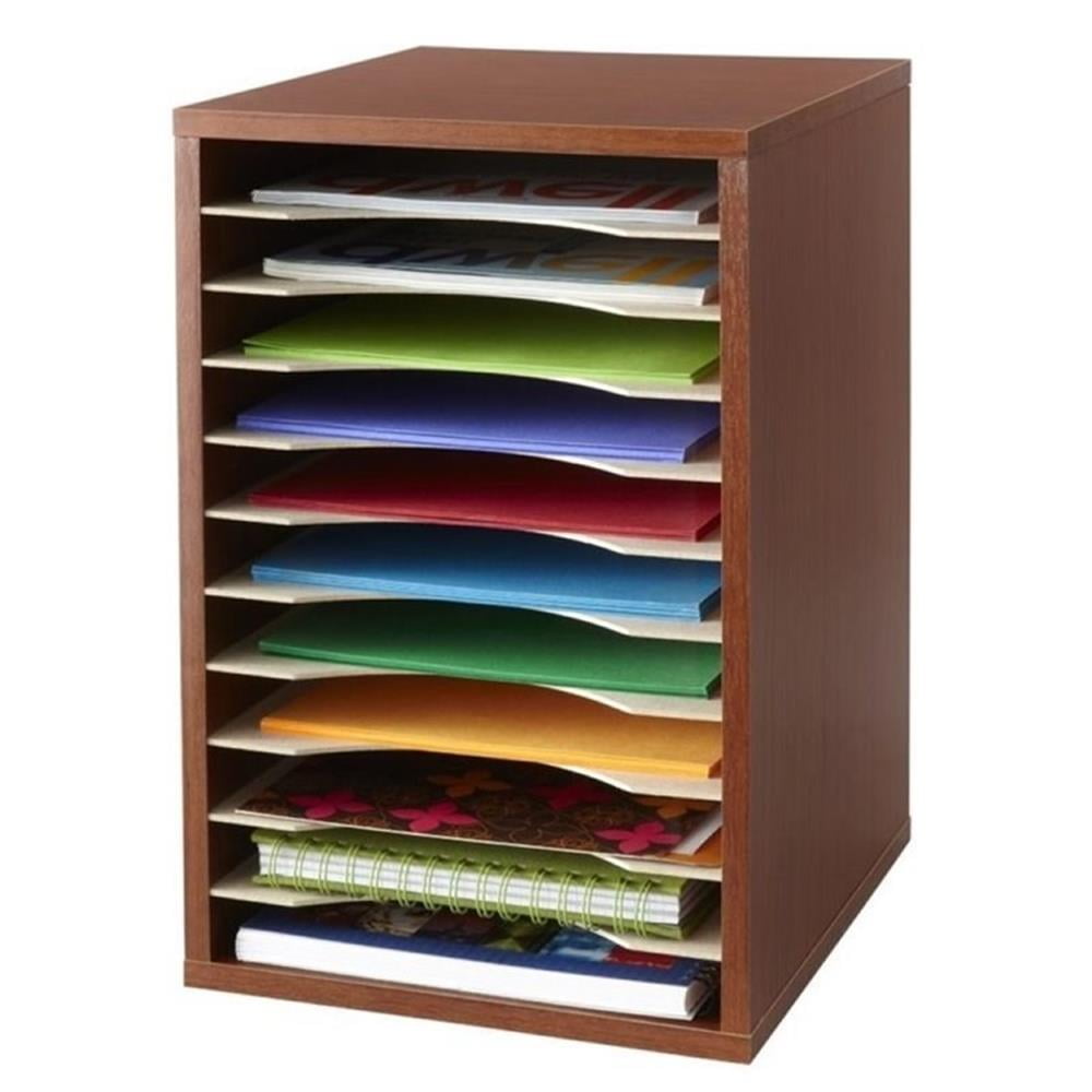 Cherry Brown 11-Shelf Vertical Desk Organizer