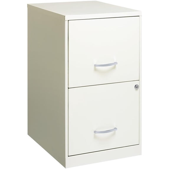 Scranton & Co 18" 2-Drawer Traditional Metal Filing Cabinet in Pearl White