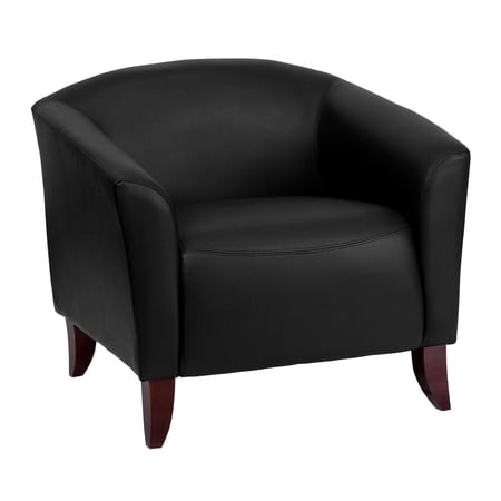 Scranton & Co 19'' Contemporary Leather Sloping Arms Chair in Ivory