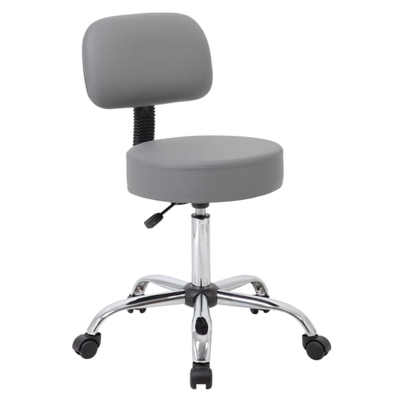 Scranton & Co 20.5" Modern Vinyl Medical Lab Rolling Stool with Back in Gray