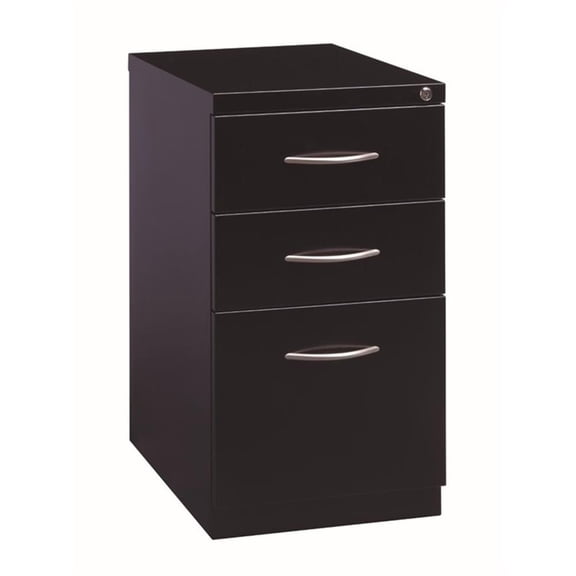 Scranton & Co 23-Inch Mobile 3-Drawer Pedestal File Cabinet in Black Steel