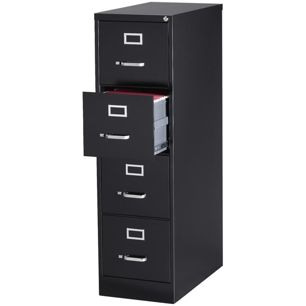 Scranton & Co 26.5"D Metal 4-Drawer Letter Width Vertical Filing Cabinet Black