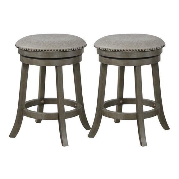 Scranton & Co 26" Round Swivel Counter Stool Dove White Faux Leather 2 Pack
