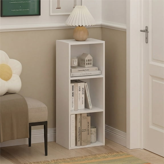 Scranton & Co 3-Cube Engineered Wood Bookcase Closed Back in White