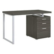 Scranton & Co 3-Drawer Contemporary Wood Office Desk in Weathered Gray/Silver
