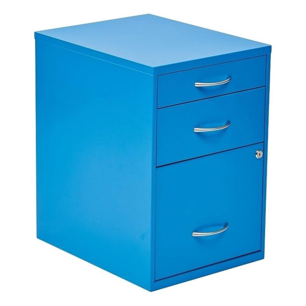 Scranton & Co 22" Modern Metal Pencil Box Storage File Cabinet in Blue