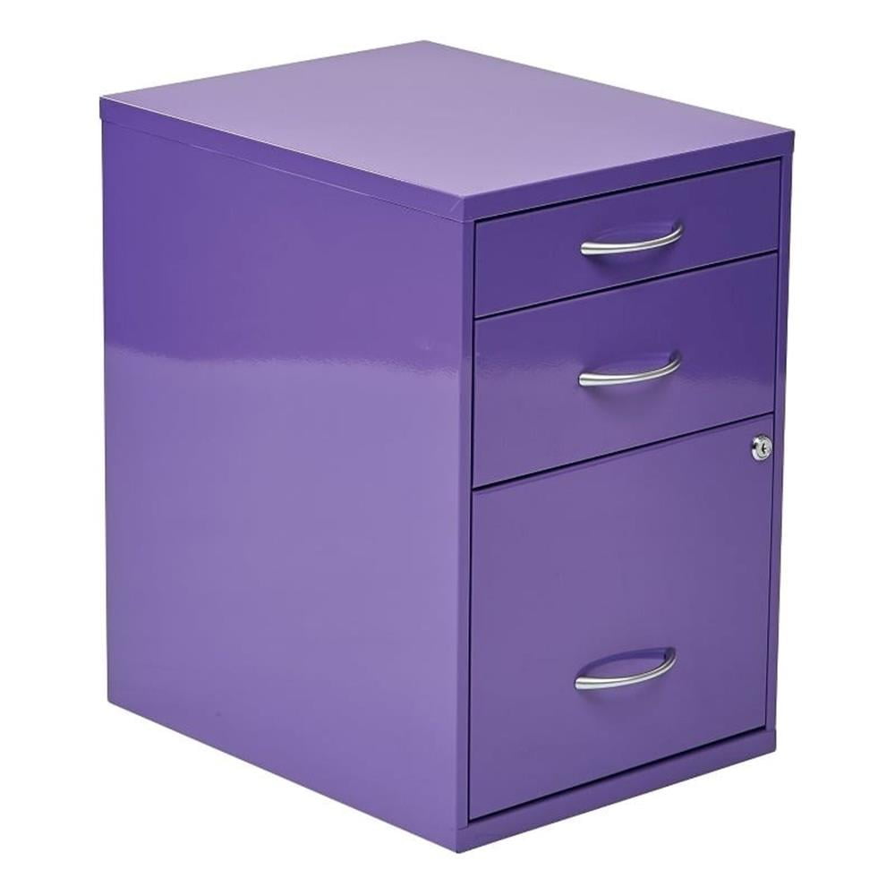 Scranton & Co 22" Modern Metal Pencil Box Storage File Cabinet in Purple