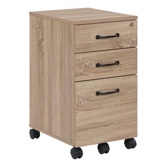 Scranton & Co 3 Drawer Mobile File Cabinet in River Oak Engineered Wood