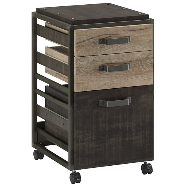 Scranton & Co 3 Drawer Mobile File Cabinet in Rustic Gray