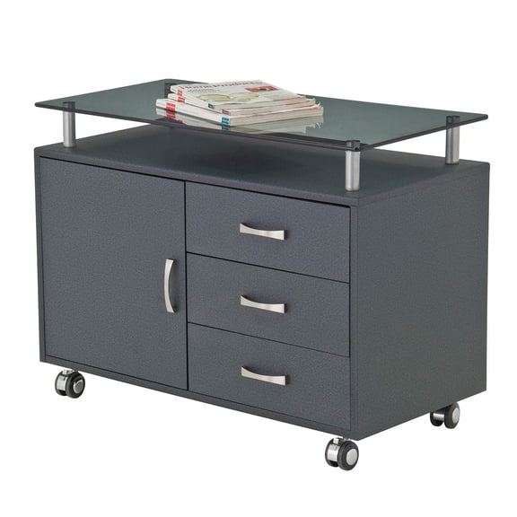 Scranton & Co 3-Drawer Modern Wood Storage Cabinet in Graphite Black/Smoke Gray