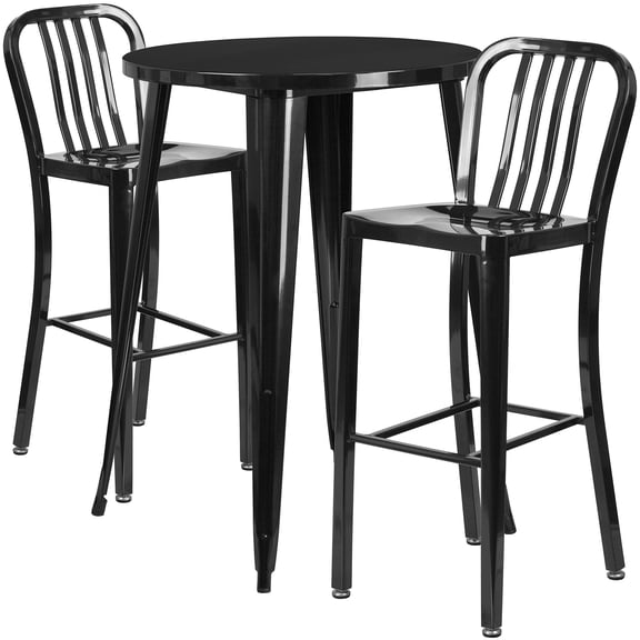 Scranton & Co 3 Piece 30" Round Metal Patio Pub Set in Black