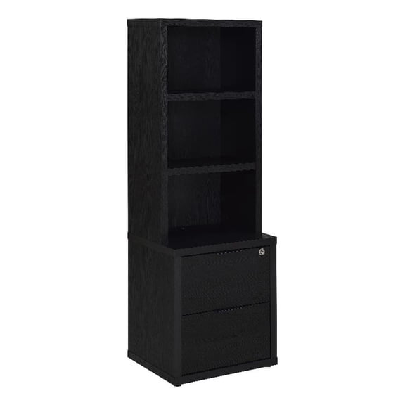 Scranton & Co 3-Shelf Bookcase with USB Charging and Locking Drawer in Black