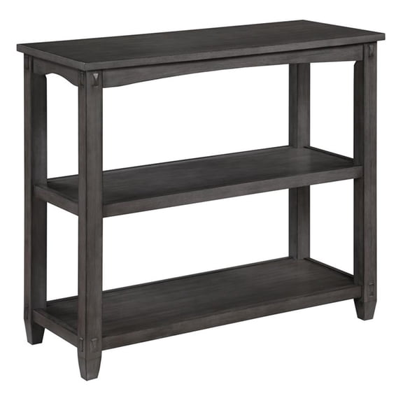 Scranton & Co 3-Shelf Console Table in Slate Gray Solid Wood Finish