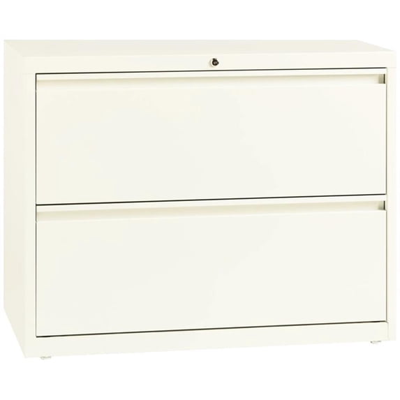 Scranton & Co 36" 2-Drawer Modern Metal Lateral Filing Cabinet in Off White