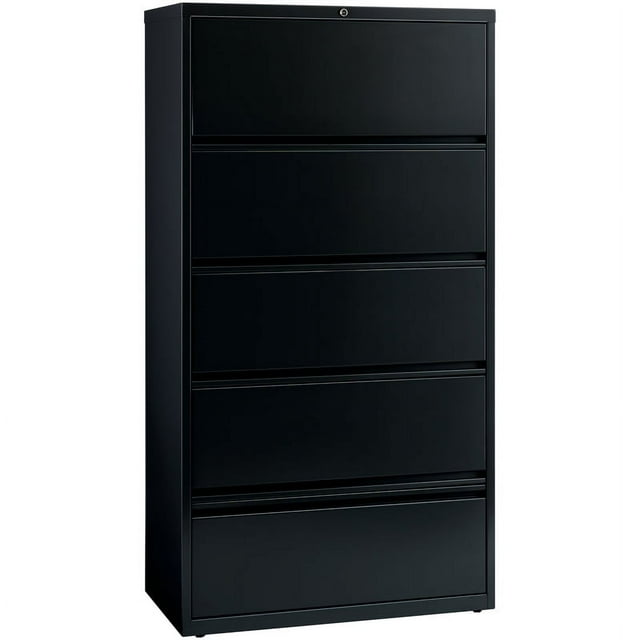 Scranton & Co 36" 5-Drawer Contemporary Metal Lateral File Cabinet in Black