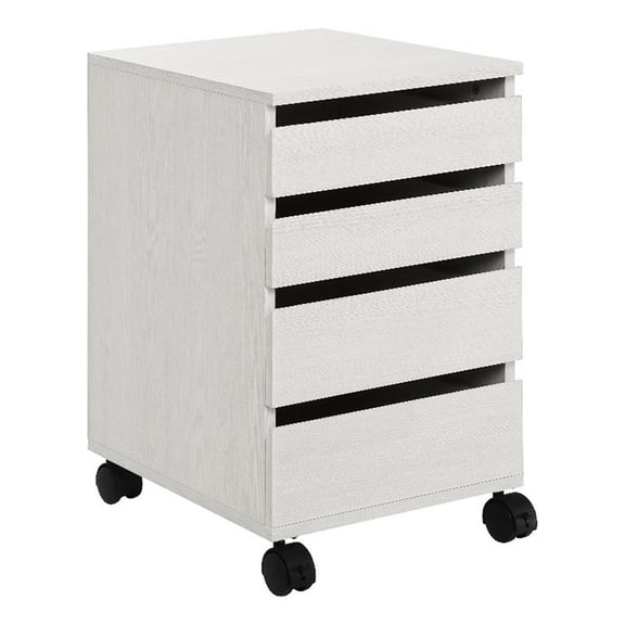 Scranton & Co 4-Drawer Mobile Storage Cart in White Oak Engineered Wood