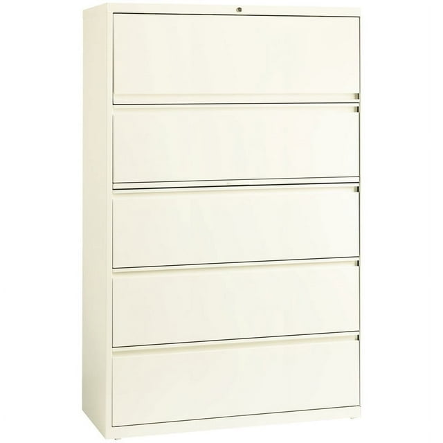 Scranton & Co 42" 5-Drawer Contemporary Metal Lateral File Cabinet in Off White