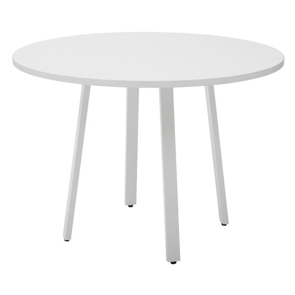 Scranton & Co 42" Round Conference Table in White Laminate Metal Legs