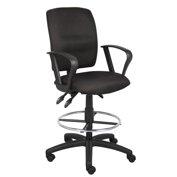 Scranton & Co 48''H Modern Fabric Loop Arms Drafting Stool in Black/Chrome