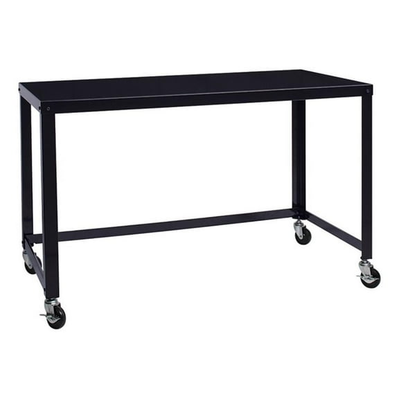 Scranton & Co 48" Modern Metal 2 Casters Office Mobile Desk in Black