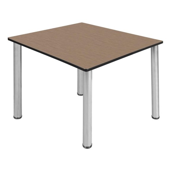 Scranton & Co 48" Square Breakroom Table in Noble Oak with Chrome Legs