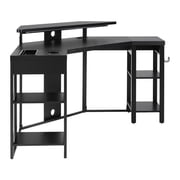 Scranton & Co 50"x50" Corner Gaming Desk with Monitor Shelf in Black