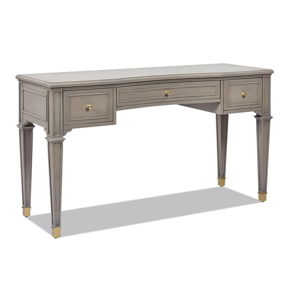Scranton & Co 55" 3-Drawer Executive Desk in Grey Cashmere Rubber Wood & Veneer