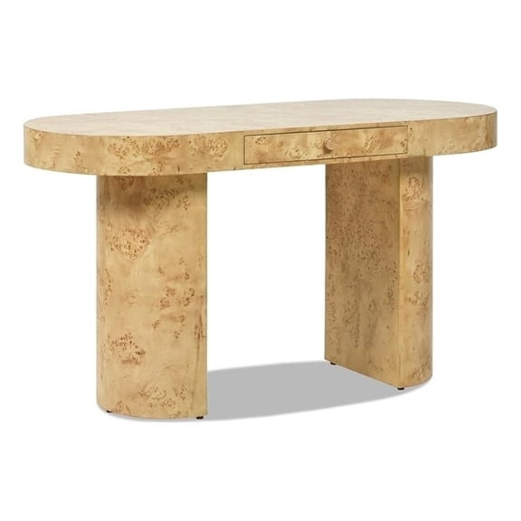 Scranton & Co 55.5" Single Drawer Oval Computer Desk in Warm Natural Brown