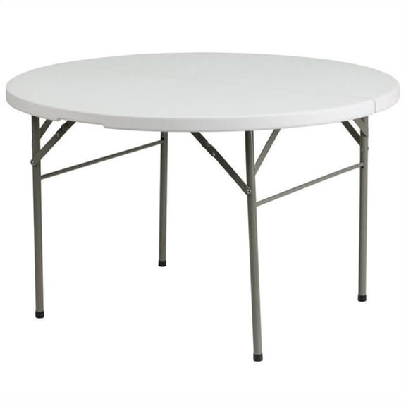 Scranton & Co 60.5" Round Bi-Fold Granite Folding Table in White