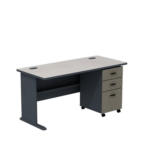 Scranton & Co 60" Desk with Mobile File Cabinet in Slate