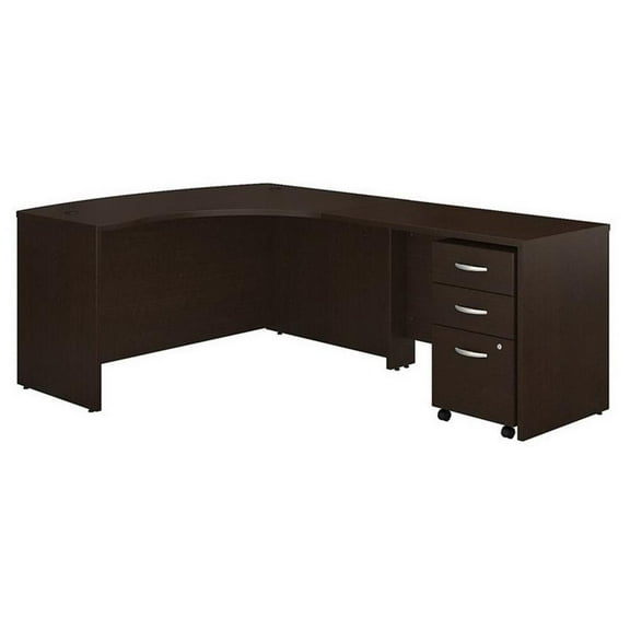 Scranton & Co 60" Right 3 Drawer L Desk in Mocha Cherry