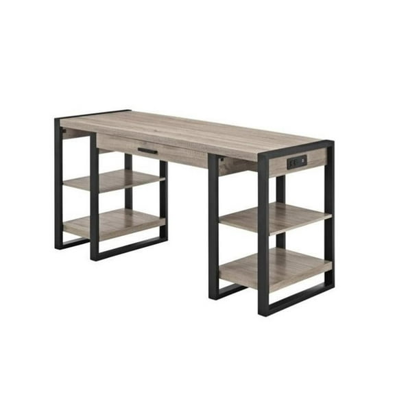Scranton & Co 60" Storage Desk in Driftwood and Black