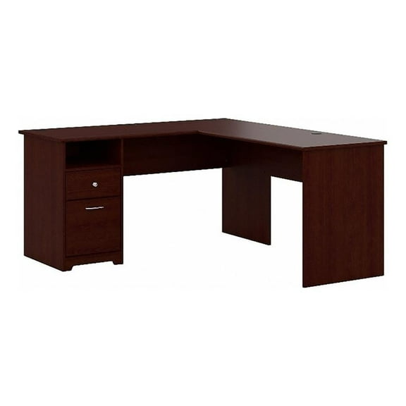 Scranton & Co 60" Contemporary Wood L Shaped Computer Desk in Harvest Cherry