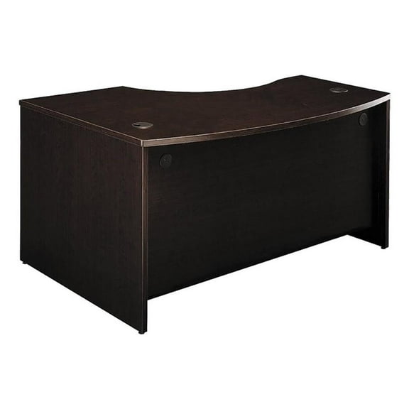 Scranton & Co 60" Transitional Wood Right Hand L-Shaped Bow Desk in Mocha Cherry