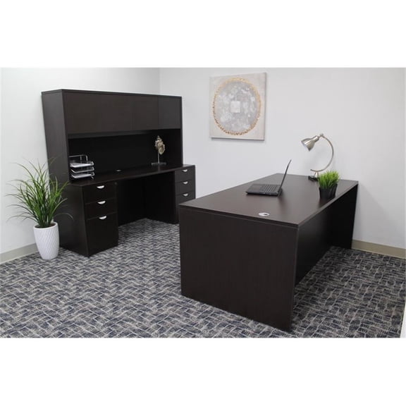 Scranton & Co 66" Office Suite with 2 File Pedestals in Mocha