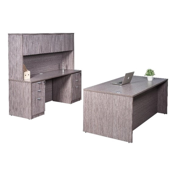 Scranton & Co 71" Office Suite with 2 File Pedestals in Driftwood