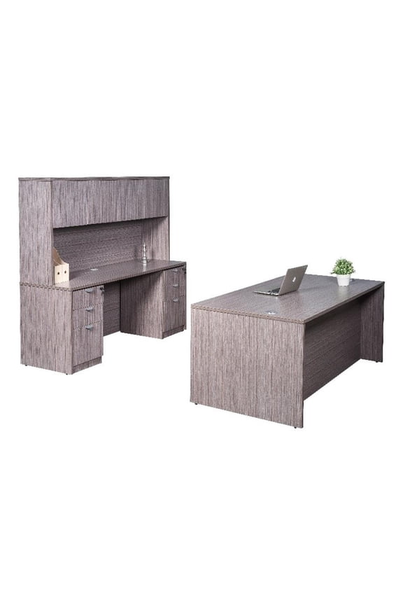 & Co 71" Office Suite with 2 File Pedestals in Driftwood